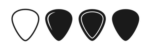 Guitar pick shape icon set. Plectrum sign . Tringle plastic guitar pick symbol. Music mediator icon. Design element. illustration isolated on white background vector