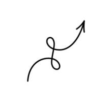 Spiral hand drawn arrow. Curly line doodle black arrow. Funny design infographic element. Spiral pointer. illustration isolated on white background vector