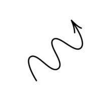 Doodle spiral hand drawn arrow. Curly line doodle black arrow. Funny design infographic element. Spiral spring pointer. illustration isolated on white background vector