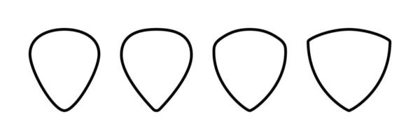 Guitar pick shape icon set . Plectrum sign. Tringle plastic guitar pick symbol. Music mediator line icon. Design element. illustration isolated on white background vector