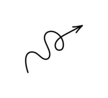 Spiral hand drawn arrow. Curly line arrow doodle black arrow. Funny design infographic element. Spiral spring pointer. illustration isolated on white background vector