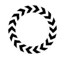 Chevron arrow circle. Chevron shape round frame. Motion direction road border. Triangle arrow sign. Warning repeat stripe. Circle arrow icon. illustration isolated in white background vector