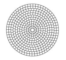 Paved circle pattern tile. Circular brick mosaic. Round stone pavement. Paving tile simple floor texture. Black line. illustration isolated on white background vector