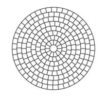Paved circle pattern tile. Circular brick mosaic. Round radial stone pavement. Paving tile simple floor textur. illustration isolated on white background vector