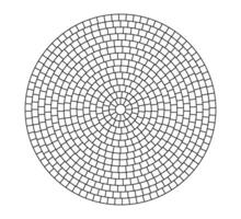 Paved circle pattern tile. Circular brick mosaic. Round radial stone pavement. Paving tile simple floor texture. Black line. illustration isolated white background vector