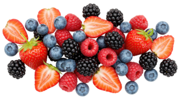 Assorted fresh berries including strawberries, raspberries, blueberries, png