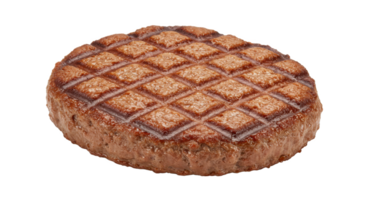 A single grilled hamburger patty with diamond grill marks png