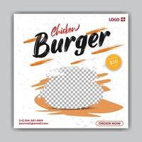 Chicken Burger best white background social media poster. vector