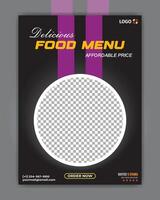 Social media flyer for the food menu. vector