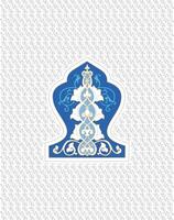 Elegant oriental blue curved frame pattern with background vector