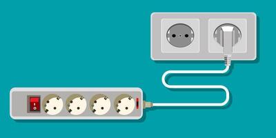 Electricity set icon. Wall socket and extension cord symbolize power usage, home electricity, energy management, safety, and indoor utility setup. vector