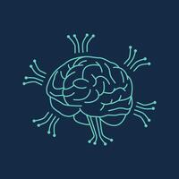 Digital Brain Futuristic Artificial Intelligence Icon Illustration Concept vector