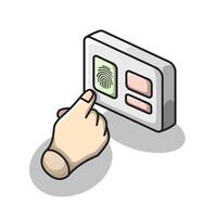 illustration of fingerprint scanning biometric lines representing digital identification and secure vector