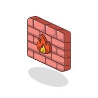 firewall with digital grid elements representing network protection vector