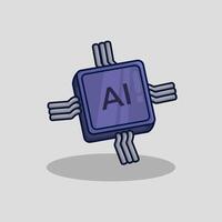 AI microchip with a futuristic design featuring advanced electronic circuits cartoon illustration for web and graphic design vector