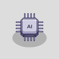 AI Microchip Illustration Futuristic Artificial Intelligence Technology vector