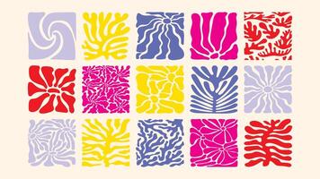Seamless ocean-inspired pattern with groovy floral motifs, hand sketched plants and waves, retro tropical aesthetic for surface design. vector