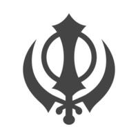 Flag of Sikhism. Khanda Religious Symbol on Orange Background vector