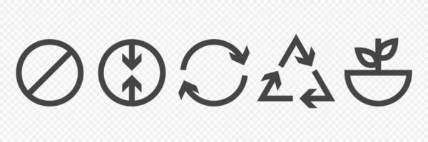 The 5 R's of Zero Waste Living. Set of Ecological Icon. Reduce, reuse, recycle signs. vector