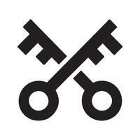 Crossed keys icon in black silhouette vector