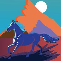 beautiful wild running horses vector