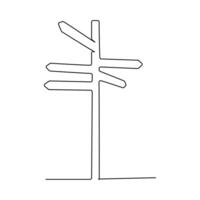 road sign Arrow Continuous One Line Drawing Icon vector