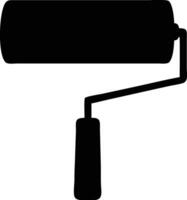 A solid black paint roller with a handle is displayed against a white backdrop vector
