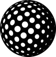 A monochrome abstract sphere presents an optical art pattern of black and white spots vector