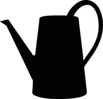A minimalist black silhouette watering can, showcasing its curved handle and spout against white background vector