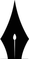 A simple black pen nib rests on the base against a white surface vector