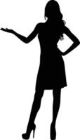 A slender girl in heels is gracefully gesturing and posing in the silhouette vector