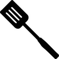 A basic black spatula featuring ventilation slots is isolated on a white background vector