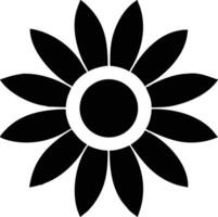 A simple monochrome flower with eleven petals, radiating from the center vector