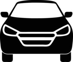 A simple black automobile icon displays its front isolated over the white background vector