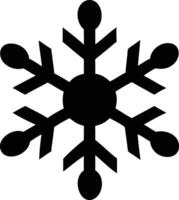 A simple black snowflake symbol shows intricate details against a clean white background vector