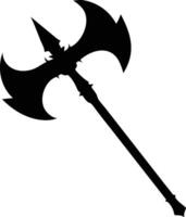 Detailed black double bladed battle axe displays sharp edges against a plain white backdrop vector