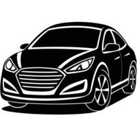 Sleek black car's striking contrast emphasizes its modern design, creating bold, minimalist appeal vector