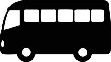 Black silhouette illustrates a compact passenger bus with several windows on a white background vector