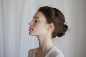 Close-up Portrait of a Woman with Closed Eyes photo