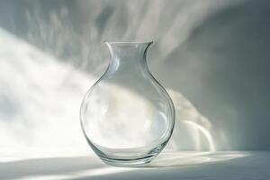 Empty Glass Vase with Sunlight and Shadow photo