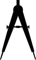 A silhouetted compass drawing tool shows geometric construction and precise measurement for technical diagrams vector