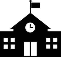 A silhouetted academy has a flag waving above and clock on facade vector