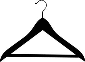 A simple black hanger appears poised against a plain, clean white backdrop vector