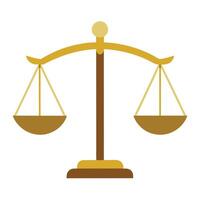 Isolated golden scales of justice symbol with stand vector
