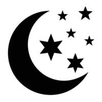 Crescent Moon With Stars Isolated on White Sky, Simple Celestial Design vector