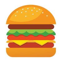 Cheeseburger with Cheese, Patty, Lettuce, and Tomato vector