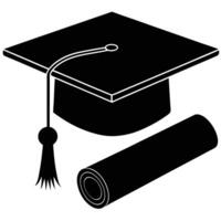 Graduation Cap with Diploma Scroll vector