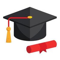 Isolated Mortarboard with Gold Tassel and Red Certificate vector