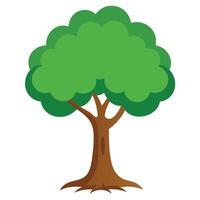 Flat tree with green foliage and brown trunk vector