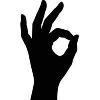 Black Hand Silhouette Showing OK Gesture vector